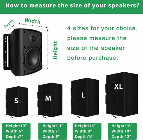 2 PCS Outdoor Speaker Cover, Wall Mounted Speaker Cover Weatherproof Waterproof UV Resistant and Dustproof 600D Oxford Cloth, Black(H 10" x W 6X D...