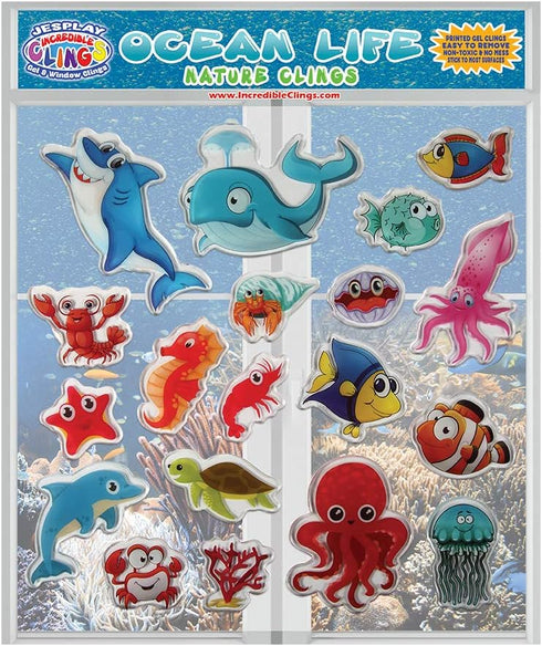 Ocean Sea Animal Gel Window Clings for Kids - Window Stickers for Toddlers, Gel Clings Window Decals Kids Jelly Reusable Sticker - Home Car Plane ...