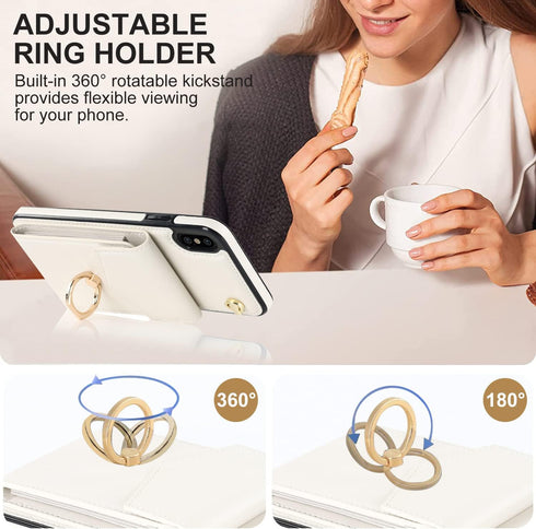 Asuwish Phone Case for iPhone Xs X 10 10s Wallet Cover with Tempered Glass Screen Protector and RFID Blocking Ring Card Holder Cell iPhoneX iPhone...