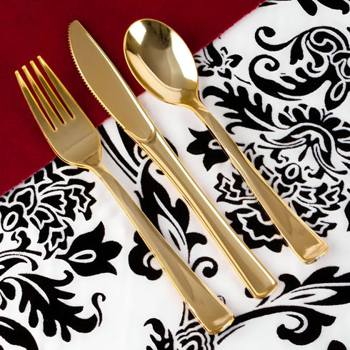 Dynasty Collection, Gold Plastic Spoons- Count Of 20 - Stunning Design, Perfect for Weddings, Birthdays, Themed Events, Special Occasions, & More...