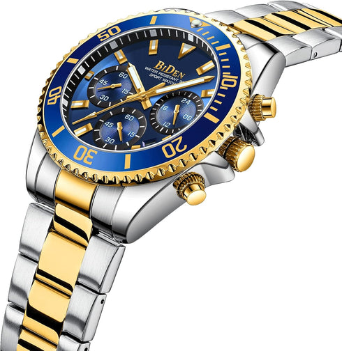 BIDEN Mens Watches Chronograph Stainless Steel Waterproof Date Analog Quartz Watch Business Wrist Watches for Men...