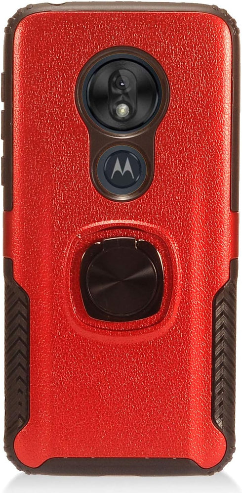 Compatible with T-Mobile REVVLRY, Moto G7 Play, G7 Optimo XT1952/DL - Hybrid Phone Case w/Ring Stand - RS4 Red...