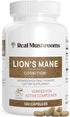 Lions Mane Mushroom Cognition Capsules (120 Capsules) Lions Mane Mushroom Powder Extract Capsules | Brain Supplement, Brain Vitamins, Focus Supple...