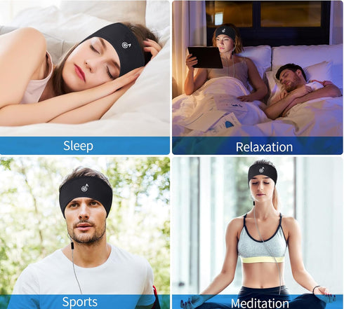 Sleep Headphones Stereo with Headband with Ultra Thin Speakers.Perfect for Side Sleeper,Sports,Air Travel,Meditation and Relaxation (Black3)...