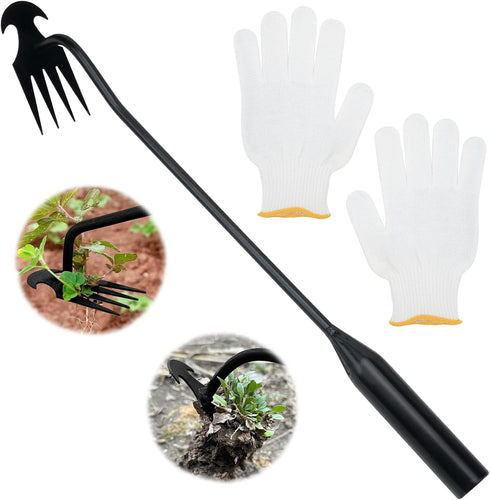 Weed Remover Tool, 2024 New Hand Weeder Tool - Multifunctional 4 Teeths Garden Weeding Tool Premium Uprooting Weed Puller, Dual Purpose Stainless ...