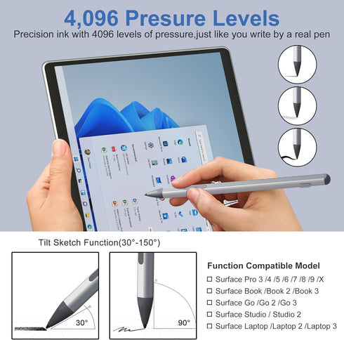 2024 New Surface Pen for Microsoft Surface Pro 11/10/9/8/7/6/5/4/3/X,Surface Go/Book/Studio/Laptop,4096 Pressure Sensitivity Windows Stylus Pen,US...