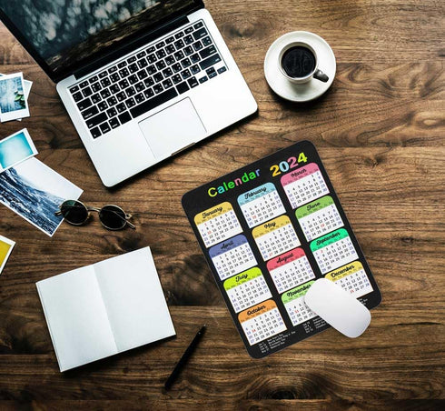 2024 Color Calendar Vertical Mouse Pad, Gaming Calendar Mouse Mat with Custom Design, Square Waterproof Mouse Pad Non-Slip Rubber Base MousePads f...