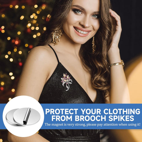 5Pairs Mini Pin Brooch Converter, Metal Magnetic Brooch Converter Injury-free Clothes Magnet Buckle Brooch Adapter for Thin Fabric (White K)...