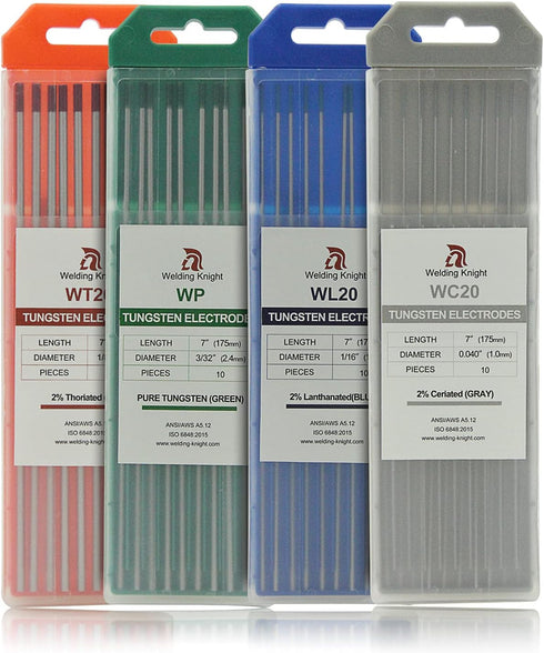TIG Welding Tungsten Electrodes Pure Tungsten 1/16" x 7" (Green, WP) 10pk...