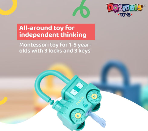 Dazmers Lock and Key Toy - Kids Educational Toy with 3 Locks (3.5x2.7 inches) and 3 Keys (3x1.3 inches) - Unique Way for Toddlers to Learn Numbers...