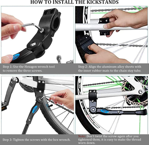 Bike Kickstand Kids- Adjustable Rear Side Aluminum Alloy Bicycle Stand Kickstand Fit for 16”18" 20" 22“Bike Kick Stand for Mountain Bike Road Bicy...