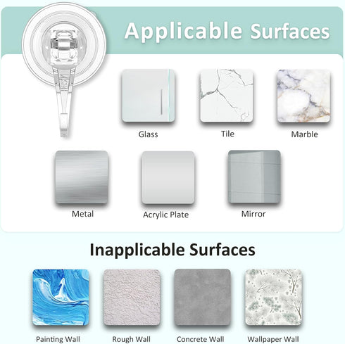 VIS'V Suction Cup Hooks, Small Shower Suction Hooks, Heavy Duty, Removable and Reusable, Clear, 4 Pcs...