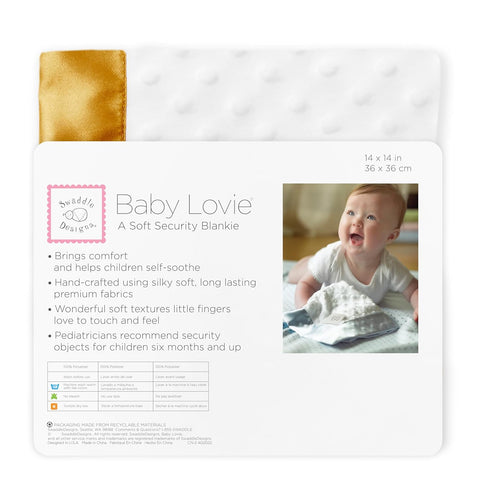 SwaddleDesigns Baby Lovie, Small Security Blanket, Plush Dots with Satin Trim, Gold, 14 x 14 inches (36 x 36 cm)...
