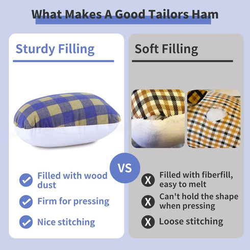 MOLIGOU Tailors Ham, Pressing Tool for Ironing, Sewing Ham for Dart, Sleeve, Curved Seam (Blue and Yellow Plaid)...