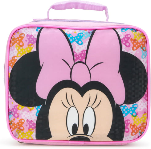 Fast Forward Girls' Lunch Box - 7" Reusable Insulated Lunch Bag for School, Picnic, Travel - Trendy Cartoon Lunch Box for Girls, Minnie Pink...