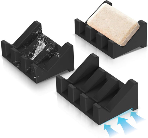 Silicone Soap Holder Self Draining Waterfall Drying Tray,Soap Dish for Shower Wall with Draining Easy to Clean and Store(3PCS)...