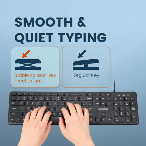 Perixx PERIBOARD-210C Wired Full-Size USB C Keyboard with Quiet Scissor Keys - Compatible with Mac, iPad, Windows, Chromebook, Tablets, Desktop, a...