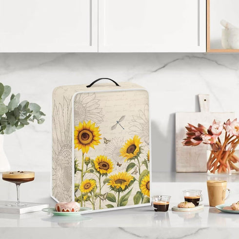 Sunflower Coffee Maker Cover Dustproof Waterproof Fabric Small Kitchen Appliances Covers Stand Mixer or Coffee Machine Fingerprint Protection Cove...