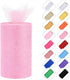 Glitter Tulle Rolls 6” by 50 Yards Sparkle Tulle Fabric Ribbon Sequin Tulle Netting Rolls for DIY Tutu Skirt Wedding Birthday Party Decoration (Li...