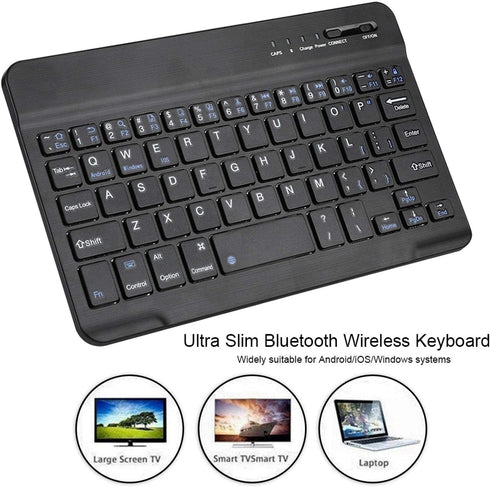 VBESTLIFE 7in Slim Lightwight Bluetooth Keyboard for Android iOS Win, Portable Aluminum Alloy Wireless USB Keyboard Black for Smart Phone/Pad/Lapt...