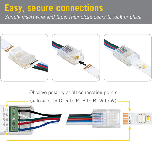 Armacost Lighting 5-Pin RGB+W Multicolor Wire to Tape Connector - 6 Pack 766220...