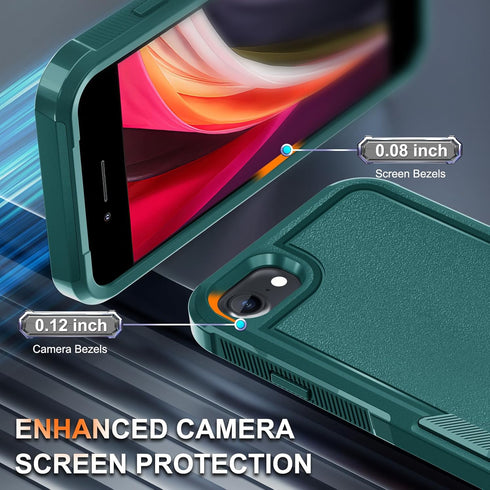 RMOCR for iPhone 8/7/SE 2022 2020 Case with Screen Protector,Military Grade Heavy Duty Shockproof Phone Cover with Wrist Lanyard Strap for iPhone ...