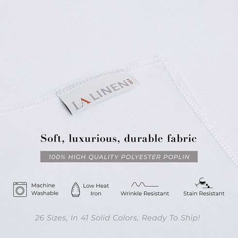 LA Linen Polyester Poplin Washable Round Tablecloth, Stain and Wrinkle Resistant Table Cover 51", Fabric Table Cloth for Dinning, Kitchen, Party, ...