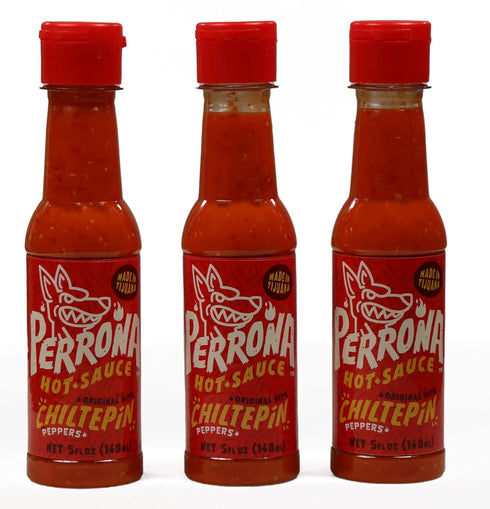 La Perrona Chiltepin Hot Sauce 5 Ounce Bottle | Red Chiltepin Pepper Salsa Picante | Extra Spicy | Handmade 5oz (Pack of 3)...