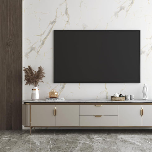 LACHEERY Thick White Marble Contact Paper for Countertops Waterproof Contact Paper Peel and Stick for Cabinets Removable Matte Gold Grey White Mar...