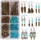 SUNNYCLUE 1 Box DIY 8 Pairs Bohemian Feather Dream Catcher Earring Making Kit Antique Bronze Feather Charm Connector, Turquoise Gemstone Beads, Ea...