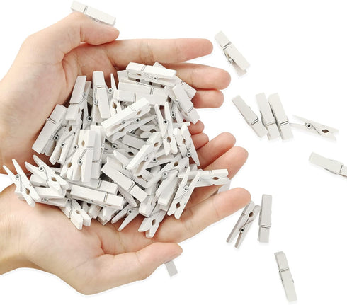 Mini Photo Clips, 128 Pcs, 1.4 Inch Small Wooden Clothespins for Baby Cloth, Pictures...