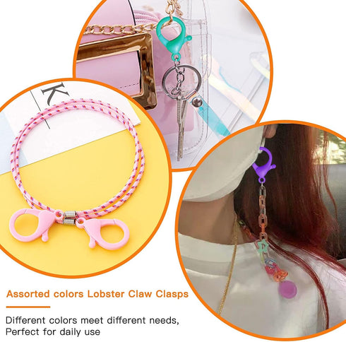 60Pcs Hard Plastic Lobster Claw Clasps Clip,12Colors Jewelry Necklace Clasps Metal Alloy Lobster Clasps?Curved Clip Fastener Hook for for DIY Jewe...