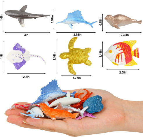 80 Pieces Sea Creatures Toys for Kids,Assorted Vinyl Plastic Ocean Animals Toys for Party Favors Classroom Educational Goodie Bag Filler Cupcake T...
