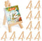 WOWOSS 12 Pack 5" Mini Wood Display Easel, Natural Wooden Tripod Holder Stand for Displaying Small Canvases, Business Cards, Photos...