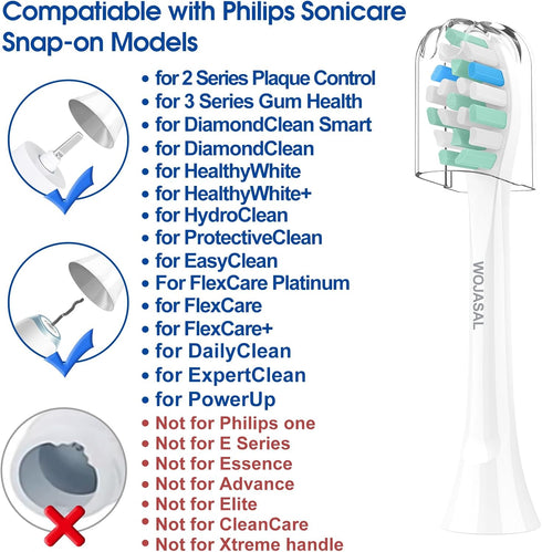 Replacement Brush Heads Compatible with Philips SoniCare Electric Toothbrushes Handle, Toothbrush Heads of Effective Cleaning, for Snap-on System,...