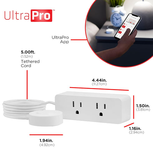 UltraPro Smart Plug WiFi Outlet with Tether, Dual Smart Outlet, Smart Home, Smart Switch, Works with Alexa, Google Home, No Hub Needed, ON/Off Swi...
