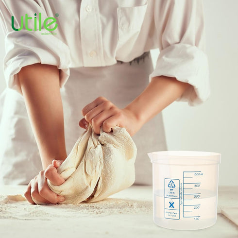 Utile 3pcs Low Form Plastic Beakers Set, 3pcs of Vol.600ml, Plastic Measuring Beaker,Science Beaker with Blue Printed Graduation 4007.0246.3...