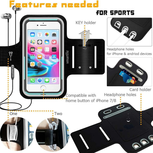 Arm Phone Holder for Running, Armband Cellphone for iPhone 15 14 13 12 11 Pro Max/XR/8 7 6s Plus, for Galaxy A/S/Note Up to 6.9’’, for Exercise Gy...