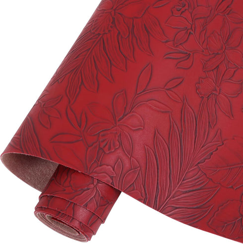Embossed Faux Leather Sheets 12"X52"(30cm X 133cm),Faux Leather Very Suitable for Making DIY Bow,Leather Earrings Sewing Crafts Projects (Red)...