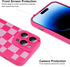 ZIYE for iPhone 14 Pro Max Case Hot Pink Grids Plaid Checkerboard Pattern Phone Case with Camera Protection,Soft TPU Silicone Rubber Protective Co...