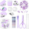Mini Office Supplies, Purple School Supplies with Sticky Notes,Mini Stapler,Tape Dispenser,Hole Punch,Staple Remover,Staples,Clips,Scissor,Pen (Pu...