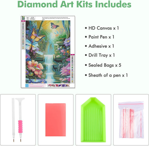 MOGTAA Butterfly Diamond Art Painting Kits for Adults, Full Drill Flowers Diamond Painting Kits for Beginners, DIY 5D Landscape Diamond Dots Kits ...