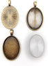 ALL in ONE 10 Sets Cabochon Frame Setting Tray Pendant with Clear Glass Dome Tile for DIY Jewelry Making (25X18MM AB)...