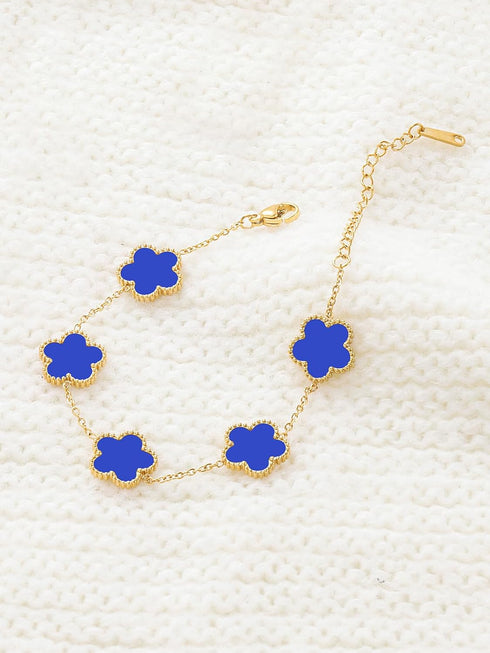 14K Gold Plated Dainty Four Leaf Clover Dot Bracelets for Women Lucky Flower Jewelry...