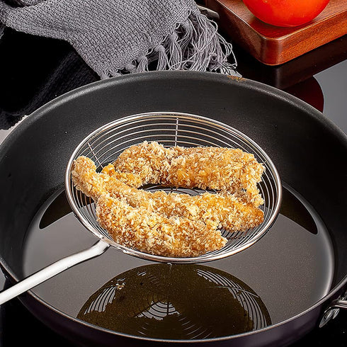 Spider Strainer, Skimmer Spoons, 6.3 Inch Spider Strainer Skimmer Ladle for Cooking and Frying, Cooking Utensils Frying Spoon with Wooden Handle, ...