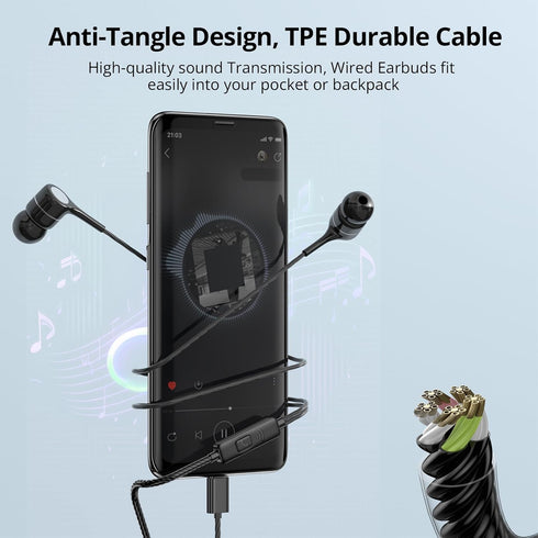 USB C Earbuds with Microphone 5 Pack, Wired Headphones with Noise Isolating, Type C Earphone Heavy Bass Stereo in-Ear Headsets Compatible with iPa...
