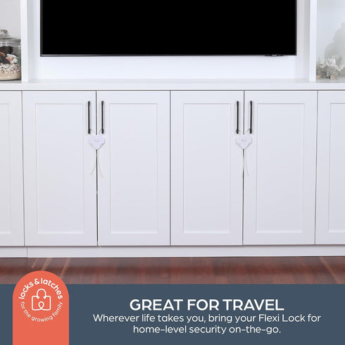 Dreambaby Flexi Lock - Cabinet & Drawer Handle Locks - Cabinet Safety Straps - with Multi-Touch Release System - White - 2 Count (Pack of 1) - Mod...