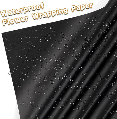 20 Sheets Flower Wrapping Paper, Waterproof Floral Bouquet Black Wrapping Paper Florist Bouquet Supplies for DIY Crafts Packaging Bouquet Wedding ...