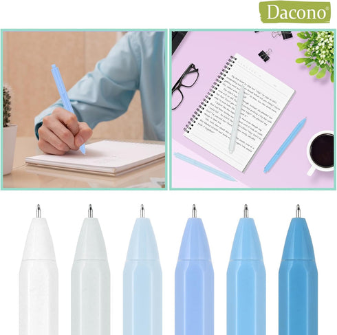 Aesthetic Ballpoint Pens - ?Macaron Blue? Pastel Roller Ball Pens, 0.5mm Retractable Gel Ink Pens | Black Ink | Cute Ball Point Pen - Pack of 5...