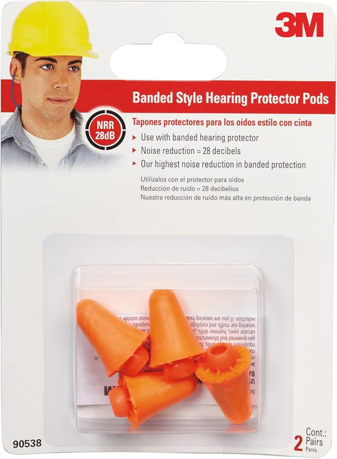 3M Replacement Pods for Banded Protector Model # 90537H1-DC, 2 Pairs (4 Total Pods), Noise Reduction Rating (NRR) 28 dB, Easy To Insert & Remove, ...
